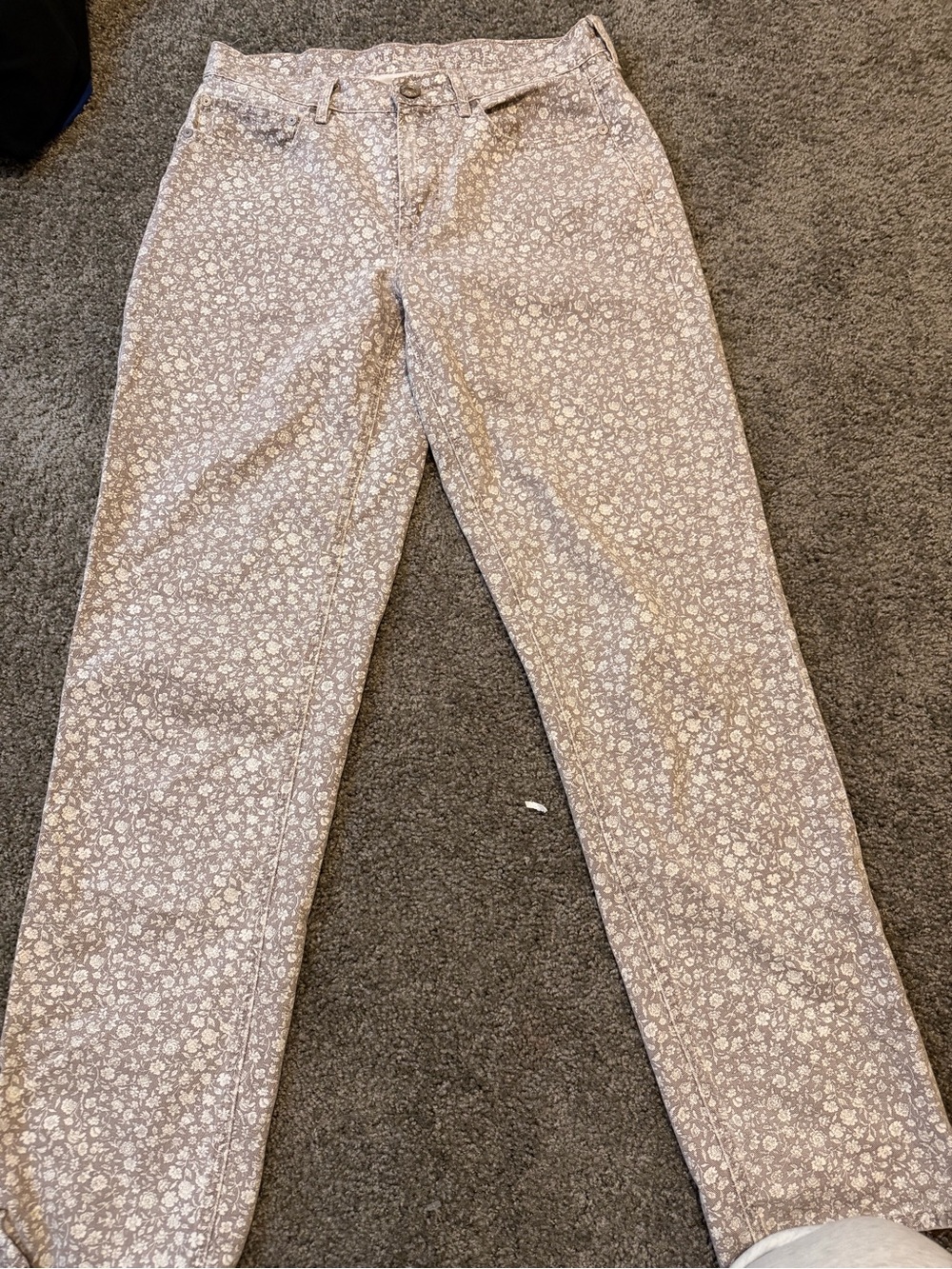 American Eagle Outfitters Floral Boot Cut Jeans in Light Brown and Cream